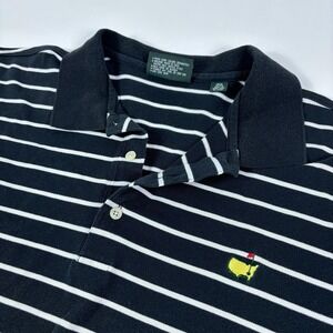 Masters Collection Polo Shirt Mens XL Blue Stripe Golf Augusta National Logo